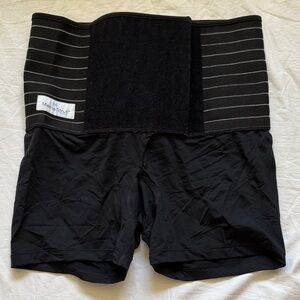 Mama Strut Black Postpartum Support Shorts with Wide Waistband